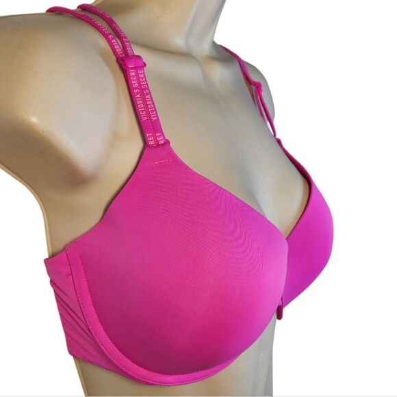 Victoria's Secret Bra Tshirt Lightly Lined Demi Front Close Racer Back Pink 34DD - Picture 3 of 11